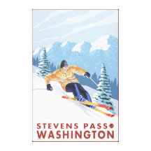 Downhhill Snow Skier - Stevens Pass, Canvas Prints