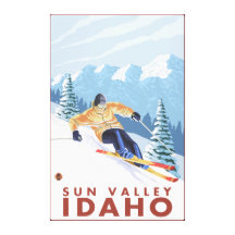 Downhhill Snow Skier - Sun Valley, Idaho Stretched Canvas Prints
