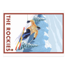 Downhhill Snow Skier - The Rockies Postcard