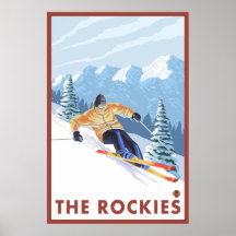 Downhhill Snow Skier - The Rockies Posters