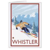 Downhhill Snow Skier - Whistler, BC Canada Card