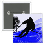 Downhill on the Ski Slope Pinback Button