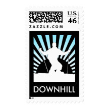 downhill ski postage stamp