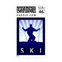 downhill ski postage stamps