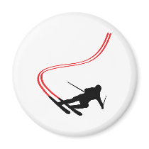 downhill ski skiing red track magnets by Tomaniac downhill ski skiing red track magnets