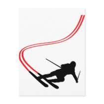 downhill ski skiing red track postcards by Tomaniac downhill ski skiing red track postcards