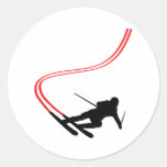 downhill ski skiing red track stickers
