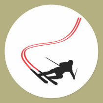 downhill ski skiing red track stickers