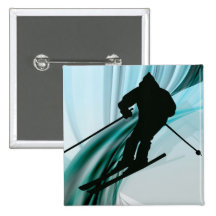 Downhill Skier on Icy Ribbons Pins