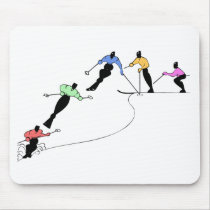 DOWNHILL SKIERS SNOW SPORT MOUSE MAT