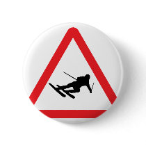 downhill skiing ski warning sign buttons by Tomaniac downhill skiing ski warning sign buttons