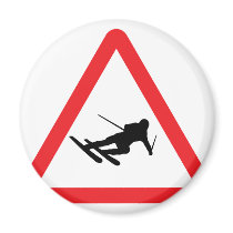 downhill skiing ski warning sign magnets
