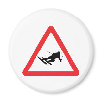 downhill skiing ski warning sign magnets by Tomaniac downhill skiing ski warning sign magnets