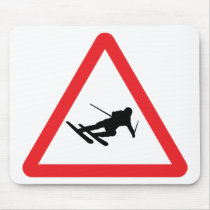 downhill skiing ski warning sign mousepads by Tomaniac downhill skiing ski warning sign mousepads