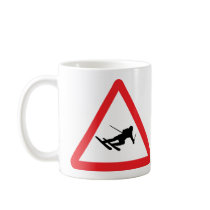 downhill skiing ski warning sign mugs