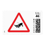 downhill skiing ski warning sign postage