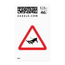 downhill skiing ski warning sign postage by Tomaniac downhill skiing ski warning sign postage