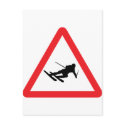 downhill skiing ski warning sign postcards by Tomaniac downhill skiing ski warning sign postcards