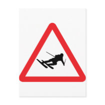 downhill skiing ski warning sign postcards by Tomaniac downhill skiing ski warning sign postcards