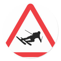 downhill skiing ski warning sign stickers by Tomaniac downhill skiing ski warning sign stickers