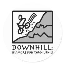 Downhill Thrill Mountain Biking Round Sticker
