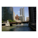 Downtown Chicago Canal Greeting Cards