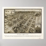 Downtown Houston Texas 1912 Antique Panoramic Map posters