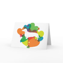 Doxie Colorful Heart Design Greeting Cards
