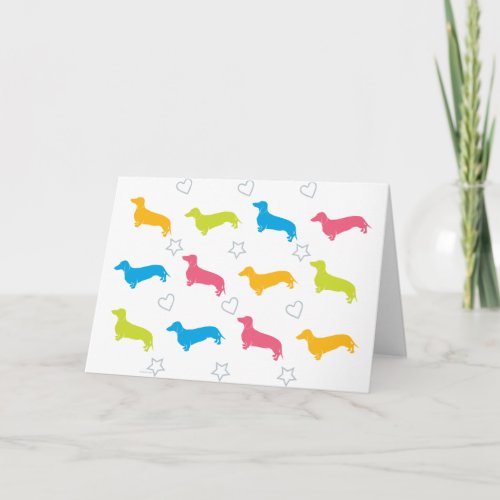 Doxie Colorful Hearts and Stars Card