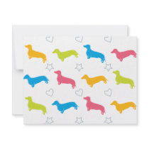 Doxie Colorful Hearts and Stars Custom Invites