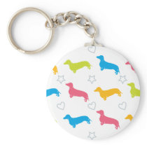 Doxie Colorful Hearts and Stars Key Chains
