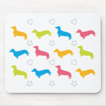 Doxie Colorful Hearts and Stars Mouse Pads