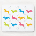 Doxie Colorful Hearts and Stars Mouse Pads