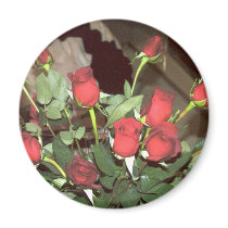 Dozen Red Roses Fire Romantic Setting Photo Art magnets by NWParadise Dozen Red Roses Fire Romantic Setting Photo Art magnets