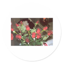 Dozen Red Roses Fire Romantic Setting Photo Art stickers