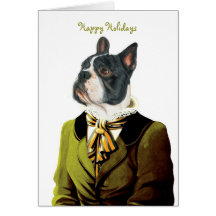 DR201 Boston Terrier, Happy Holidays Greeting Cards