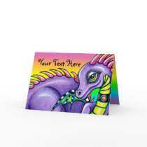 "Draco" Cute Baby Rainbow Dragon Greeting Card cards