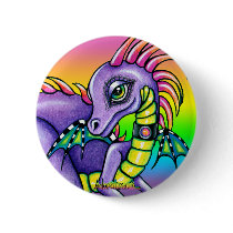 "Draco" Cute Baby Rainbow Dragon Pinback Button buttons