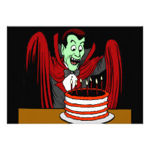 Dracula Vampire Halloween Birthday Custom Invite