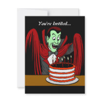 Dracula Vampire Halloween Birthday Invitation
