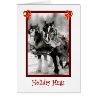 Draft Horse Team, Holiday Hugs Greeting Card