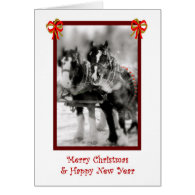 Draft Horse Team, Merry Christmas, Happy New Year Greeting Cards