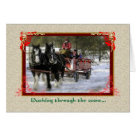 Draft-Horse Winter Sleigh Ride, Christmas Greeting Card