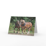 Draft horses in harness birthday card