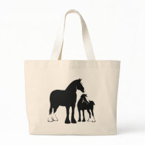 Draft Mare and Foal Tote Bags