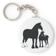 Draft Mare and Foal Key Chains