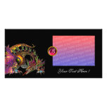 DRAGO ,Fuchsia Red Ruby Monogram Custom Photo Card