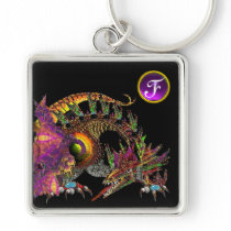 DRAGO , Purple Amethyst Gem Monogram Key Chains