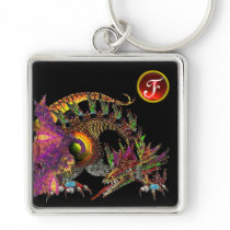 DRAGO , Red Ruby Gem Monogram Key Chains