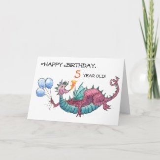 Dragon 5th Birthday Card card